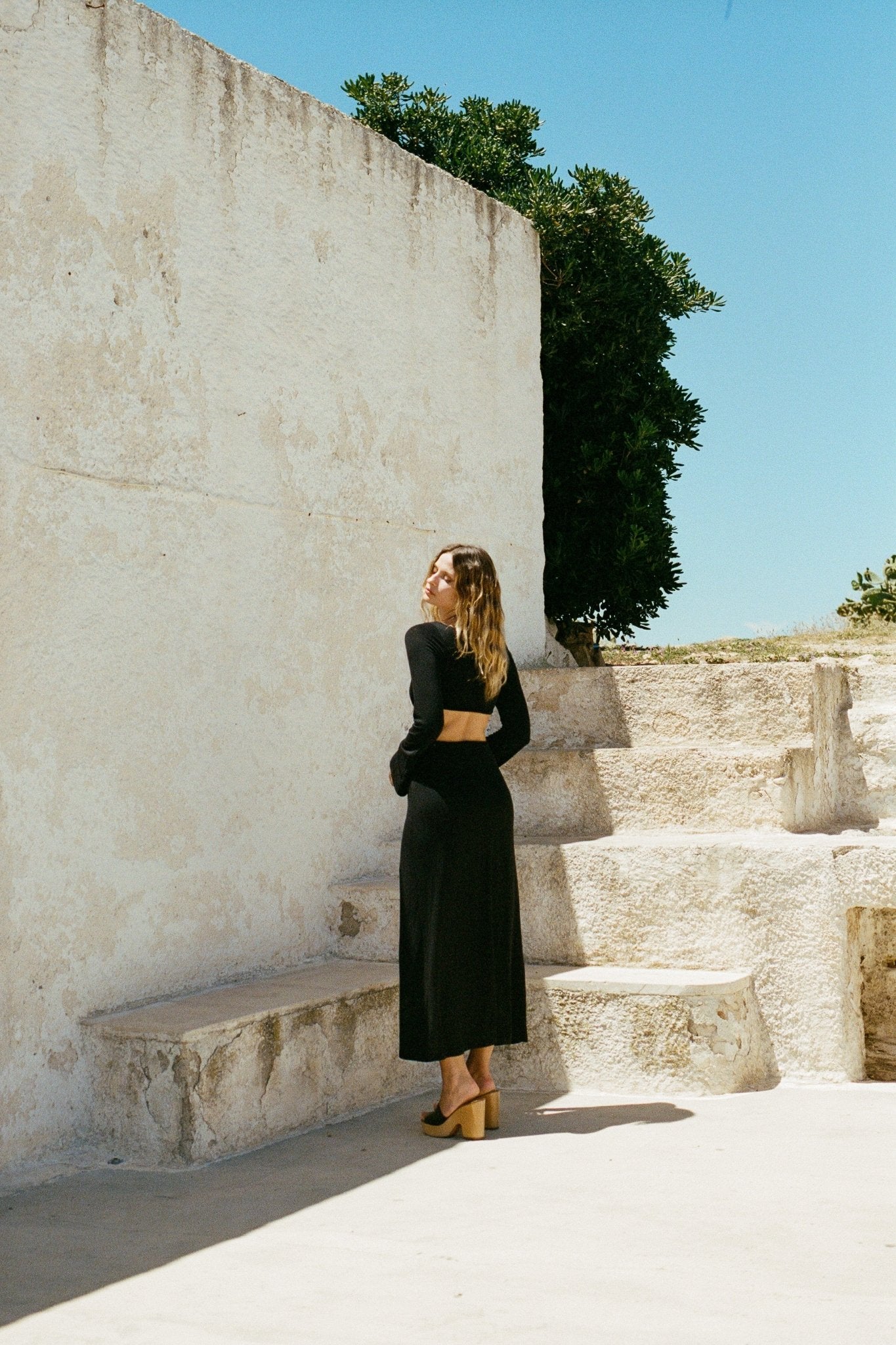 Black Long Sleeve Scarlett Maxi Dress - KNYT STUDIOS