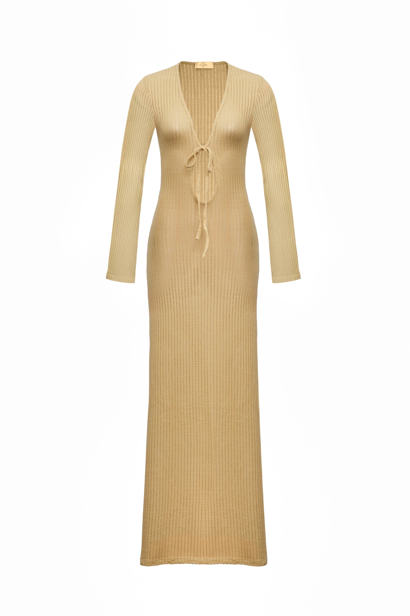 Camel Long Sleeve Maxi Dress Aria - KNYT Studios L / Beige Camel Long Sleeve Maxi Dress Aria - KNYT Studios L / Beige