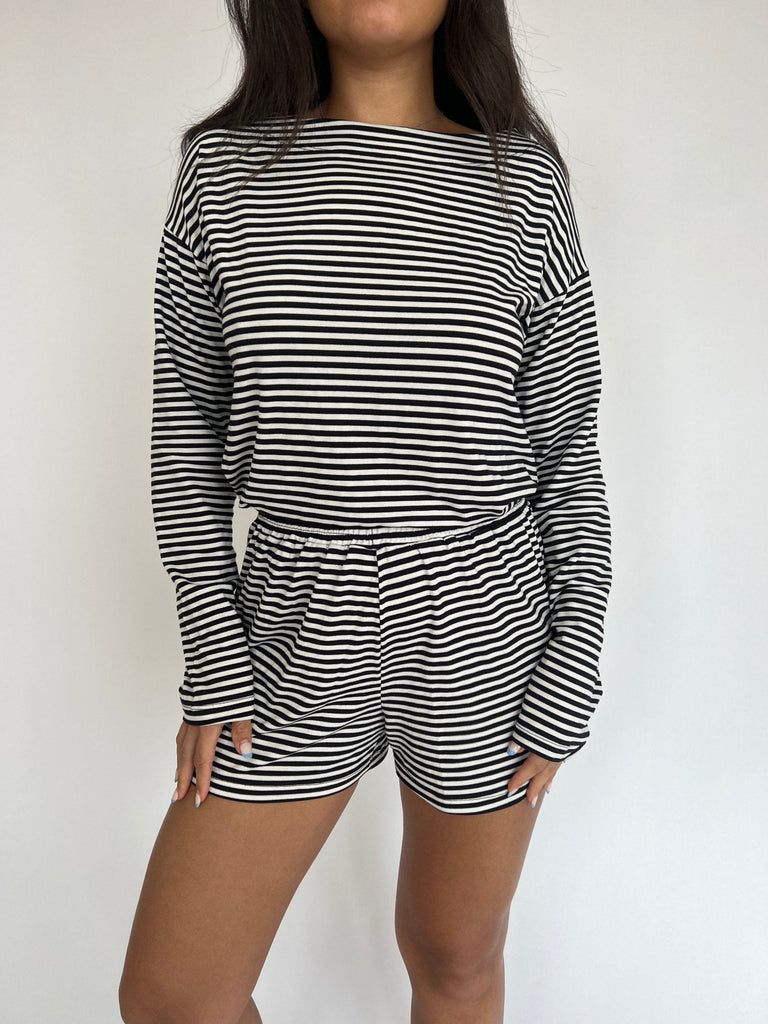 Wally Striped Long Sleeve Top - KNYT STUDIOS