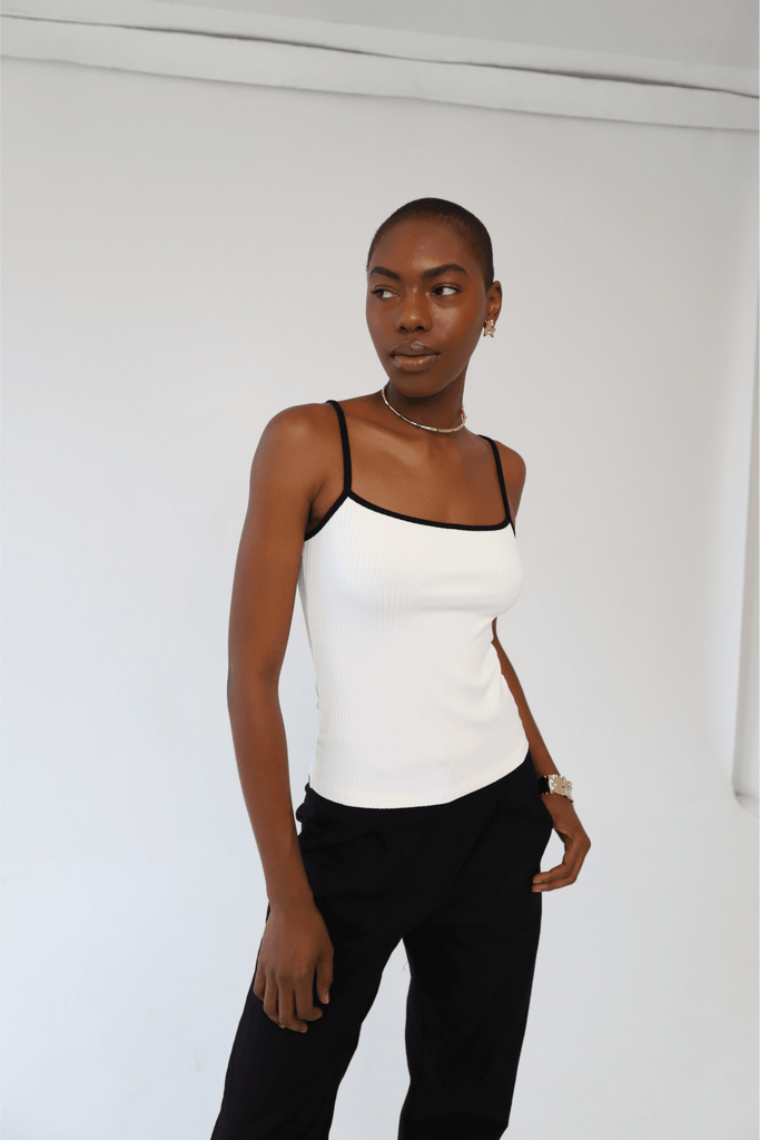 White Bicolor Top Lili - KNYT STUDIOS