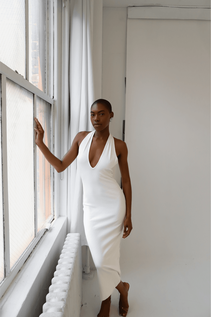 White Halter Dress Nara - KNYT STUDIOS