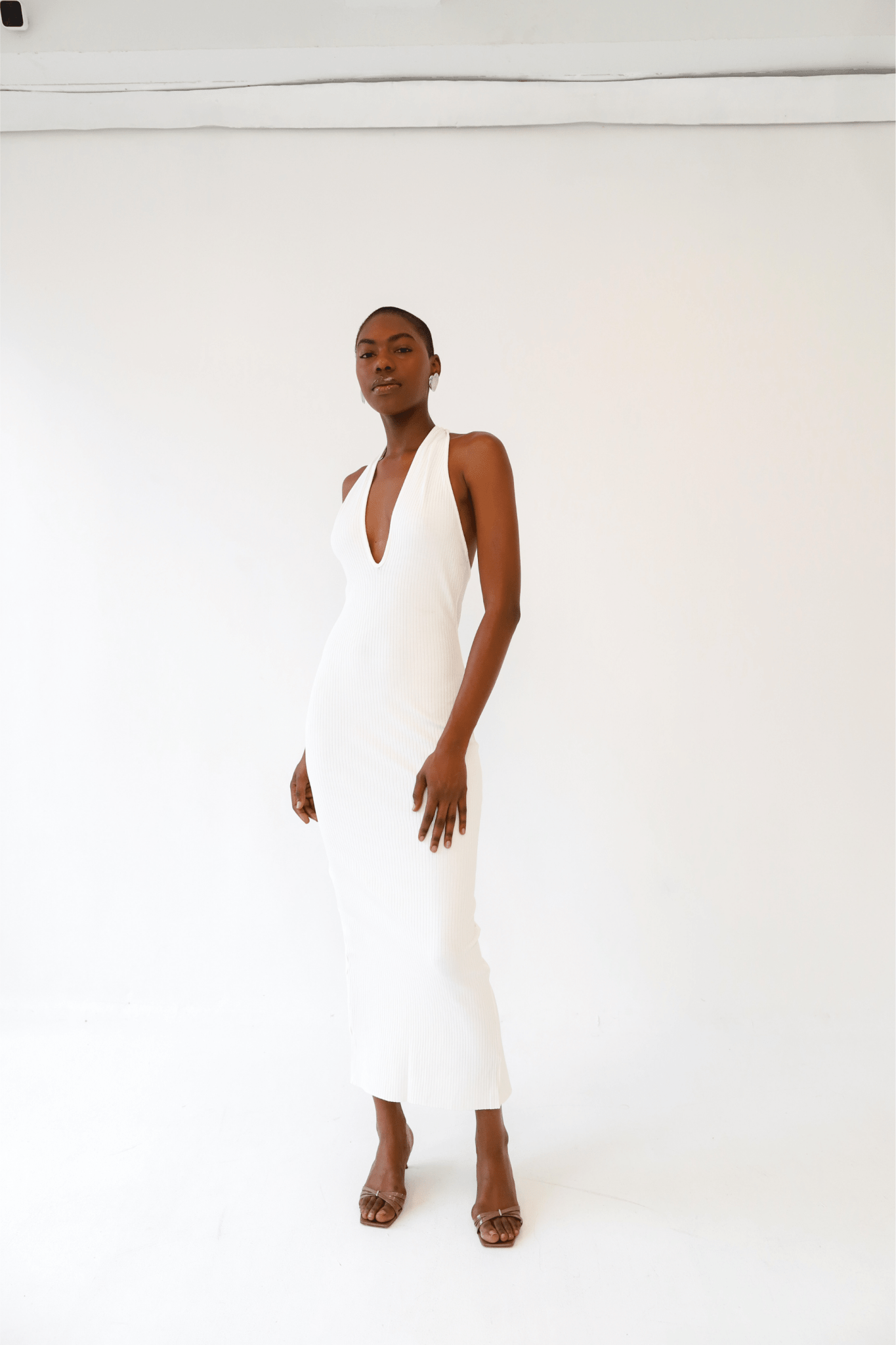 White Halter Dress Nara - KNYT STUDIOS White Halter Dress Nara - KNYT STUDIOS